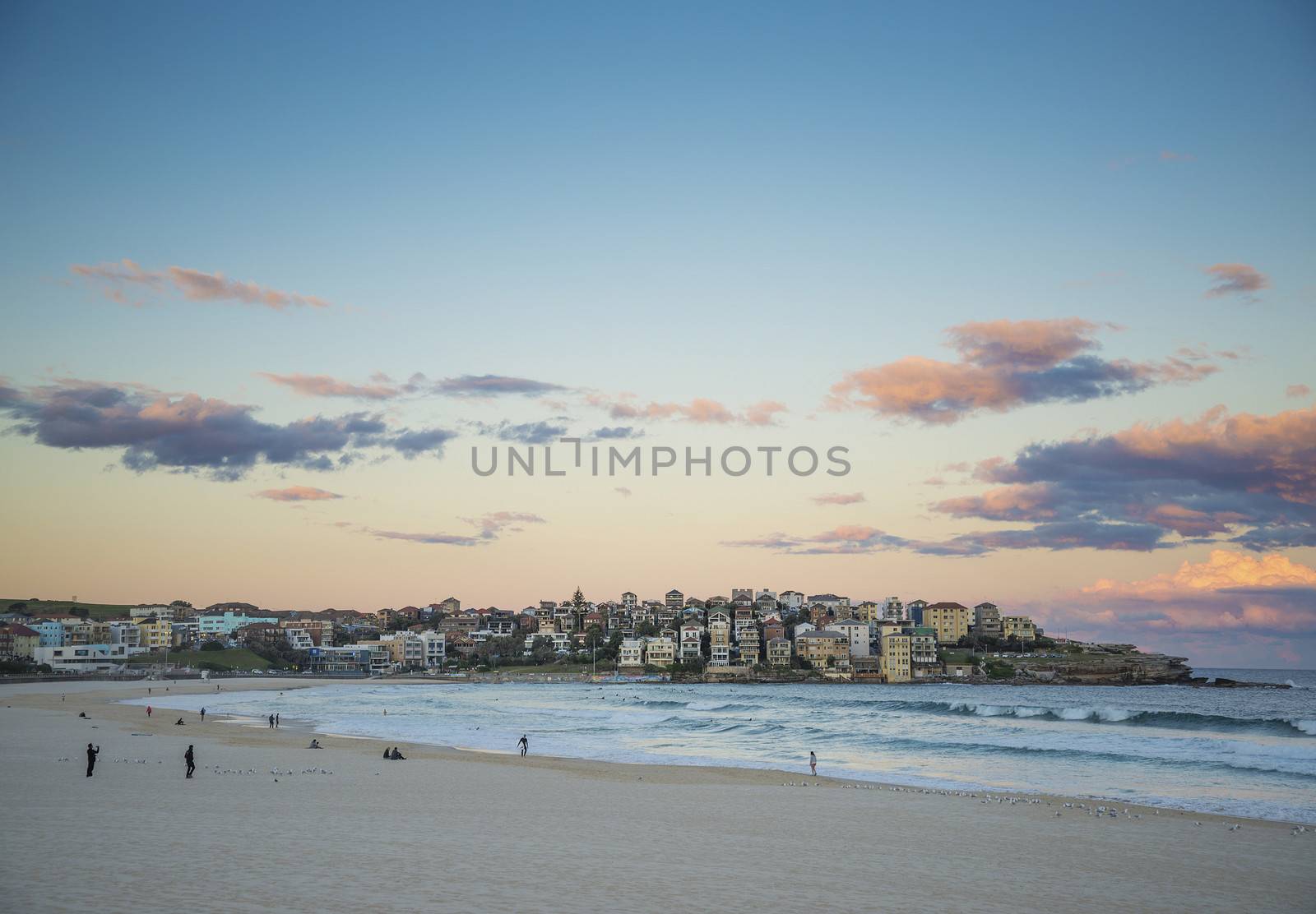 bondi beach at sunset in sydney australia by jackmalipan