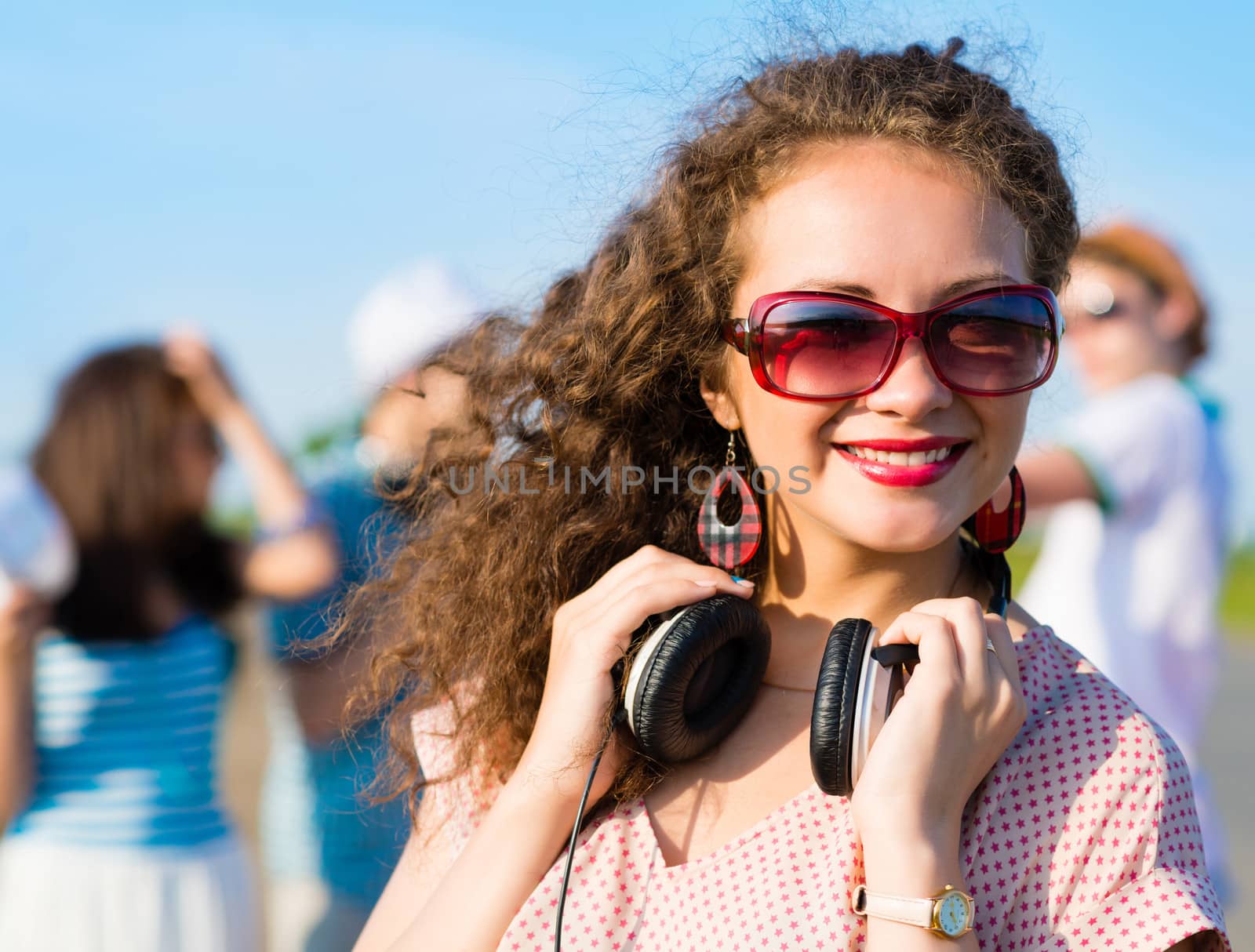 young woman with headphones by adam121