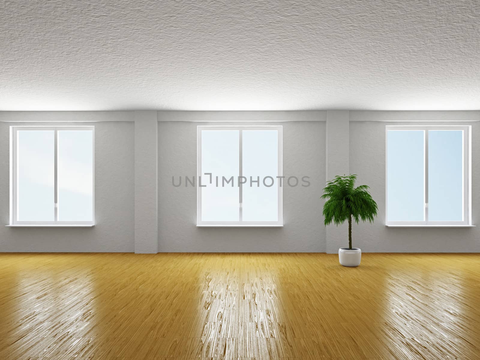 The empty big hall with  white wall