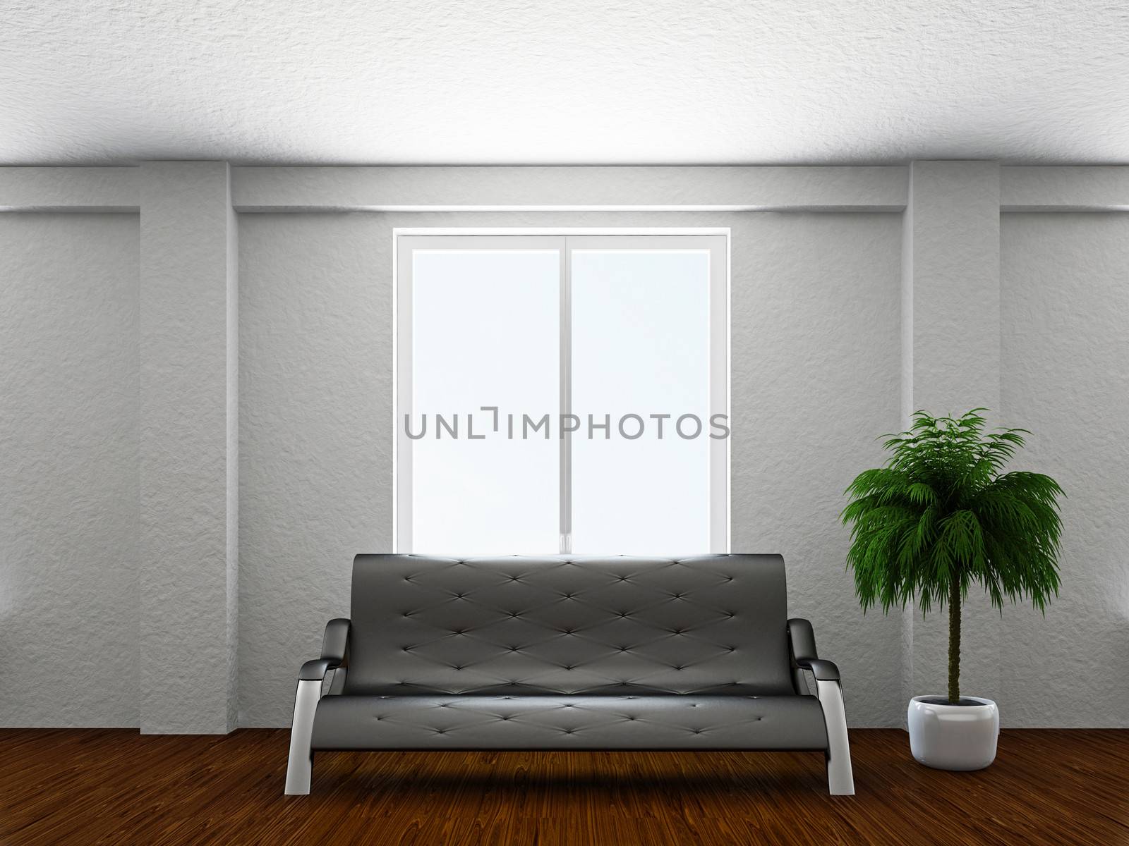 Livingroom with sofa near the window