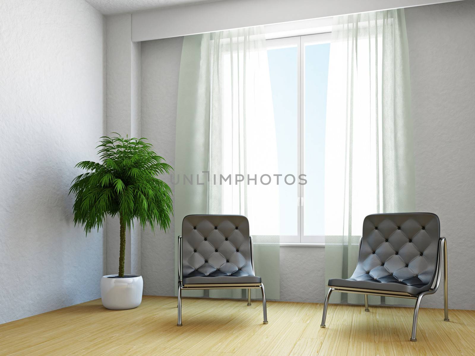 Livingroom with armchairs near the window