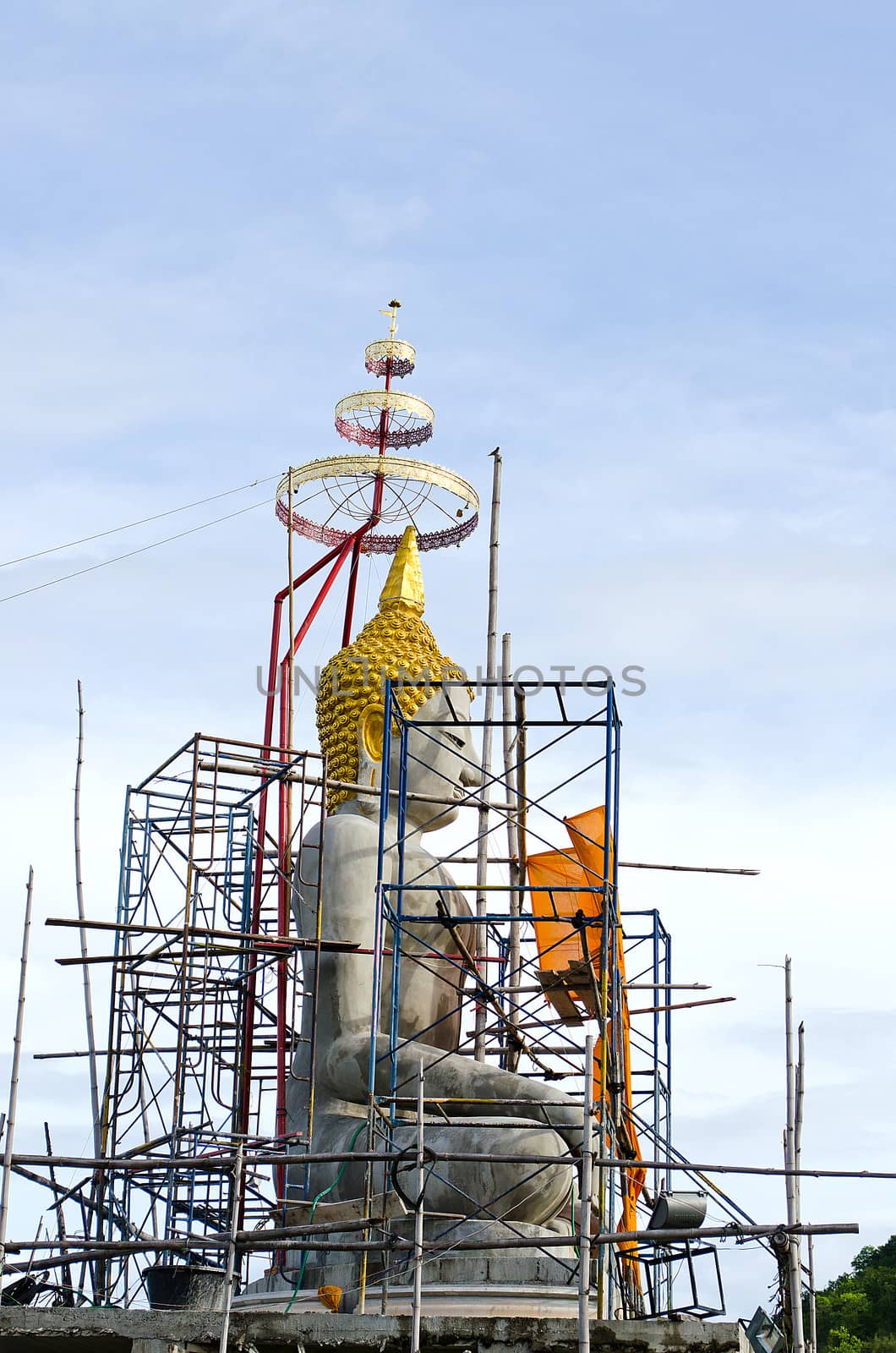 The Under Construction of Seated Buddha Image in Attitude of Subduing Mara