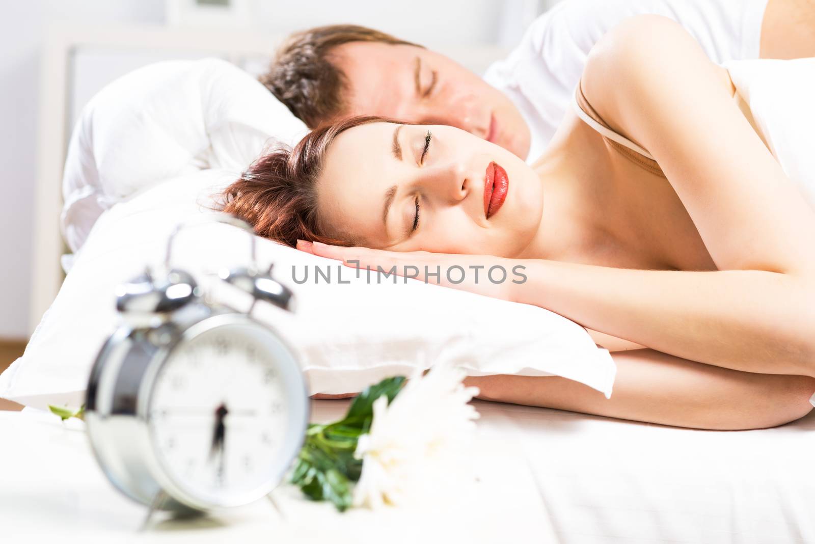 beautiful woman sleeping on the bed by adam121