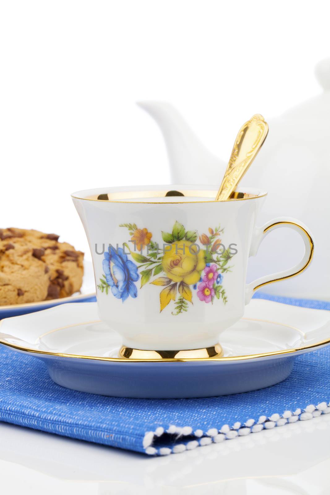 cup of tea on white background by motorolka