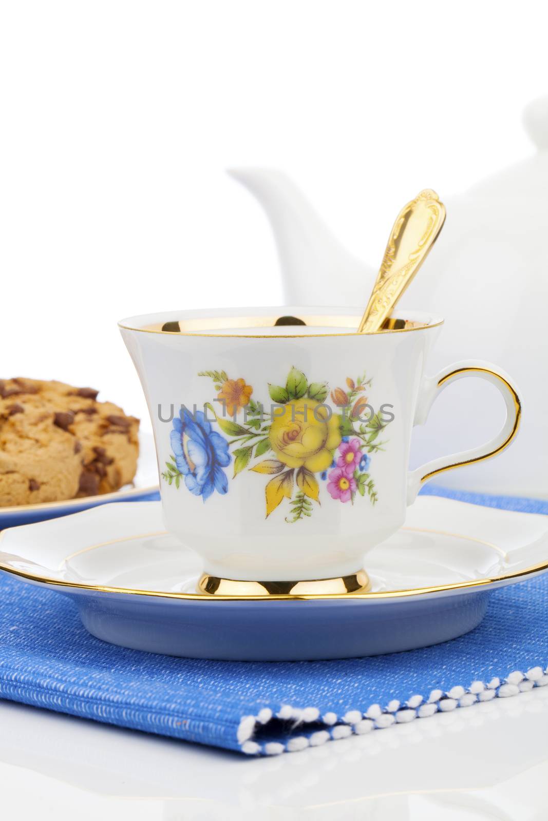 cup of tea on white background