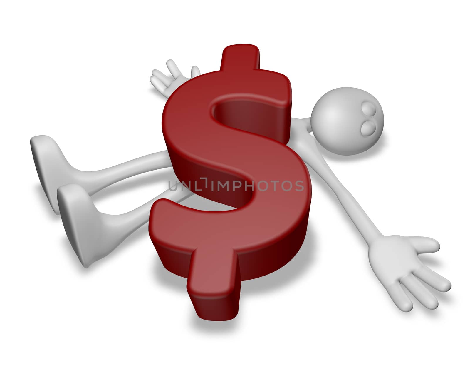 dead white guy under dollar symbol - 3d illustration