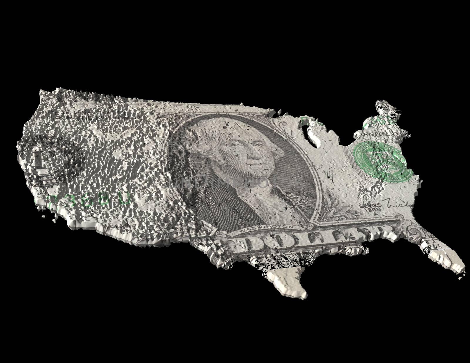 digital visualization of the usa with dollar texture