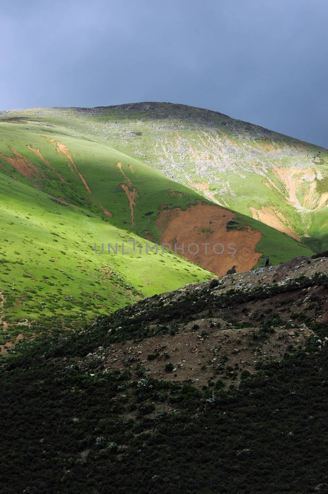 Landscape of mountains in Tibet in the summer