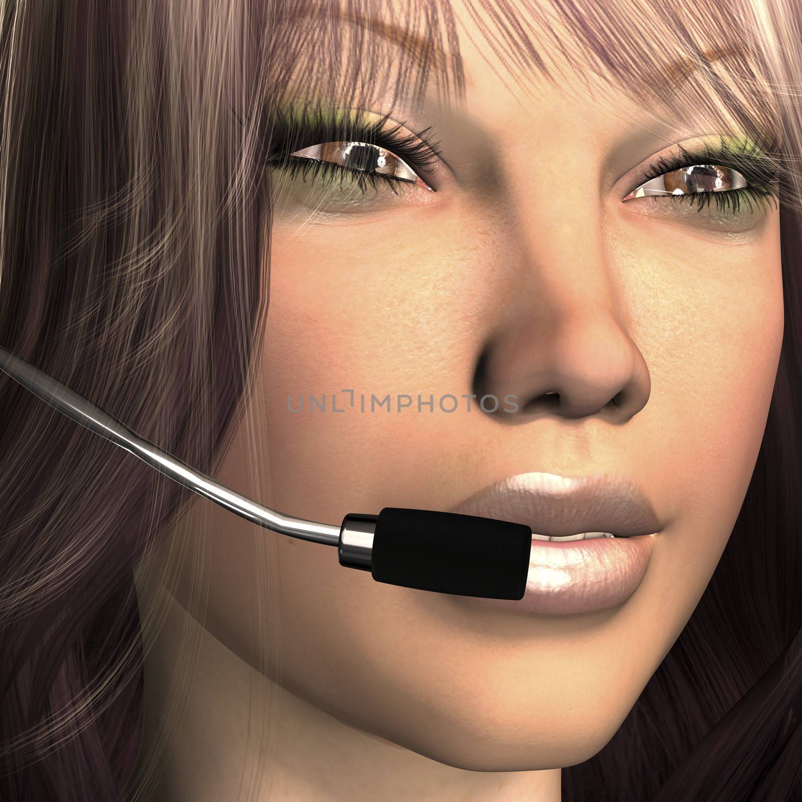 digital visualization of a female face with headset