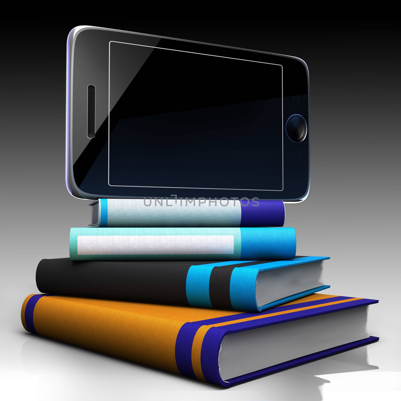 Digital tablet and books as progress concept by denisgo