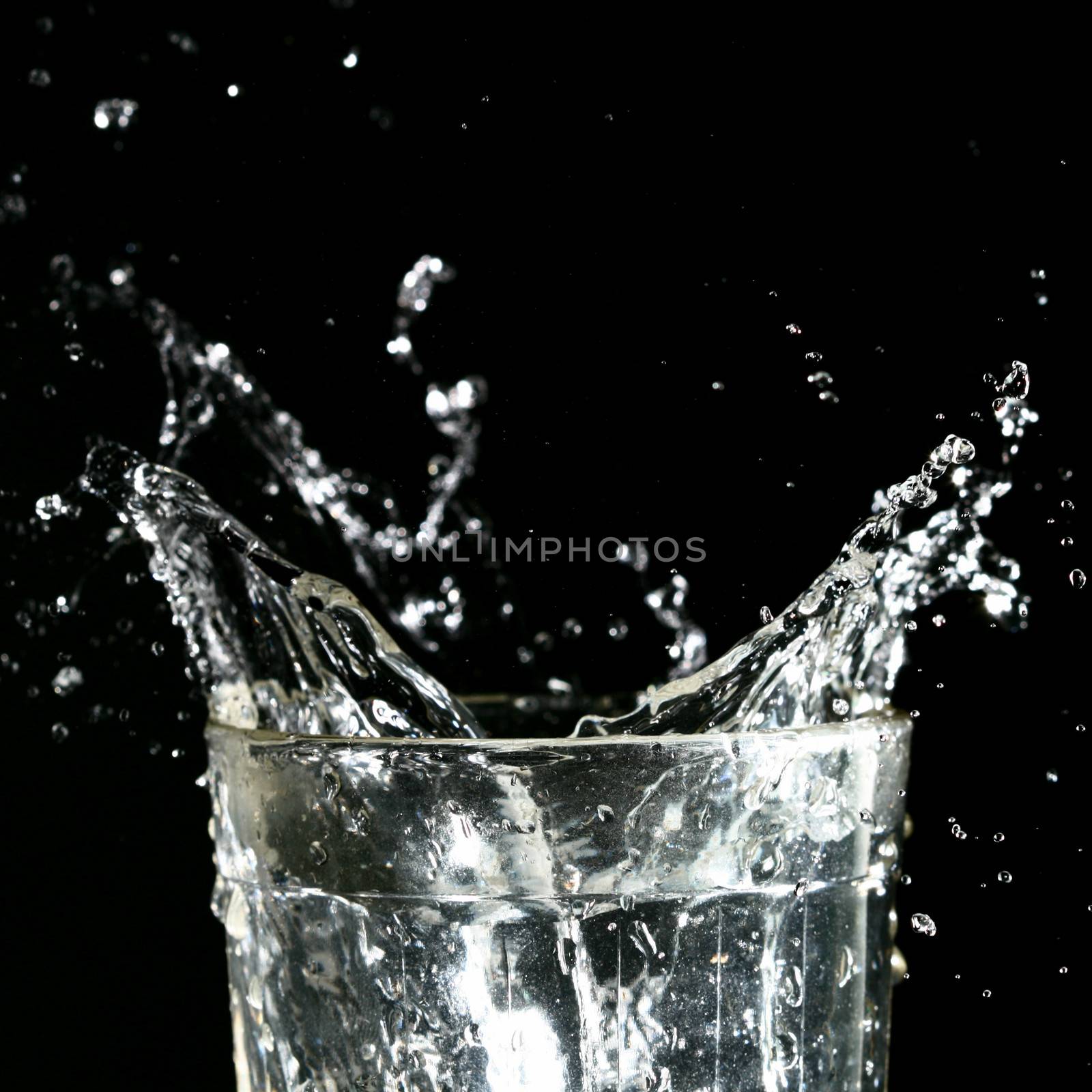 splash in glass on dark background