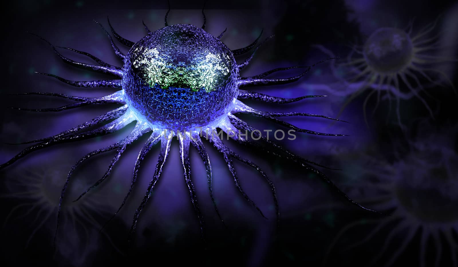 Digital illustration of stem cell in color background