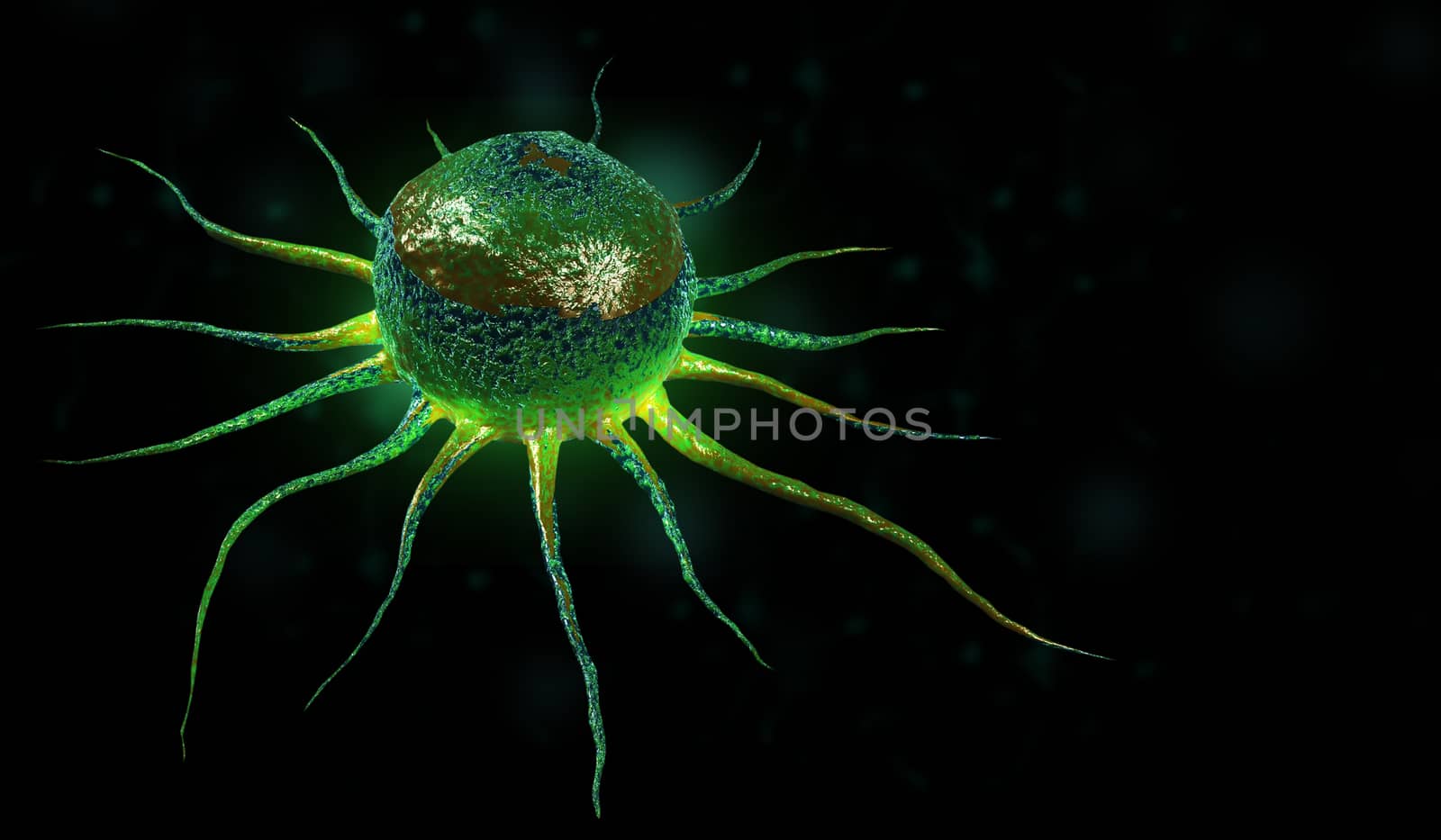 Digital illustration of stem cell in color background
