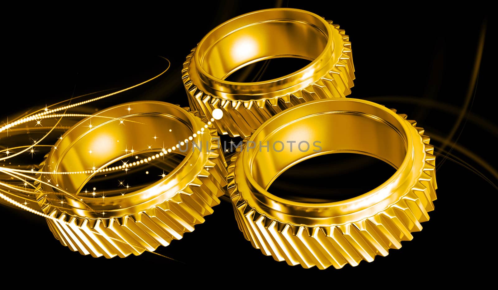 three gears on digital background