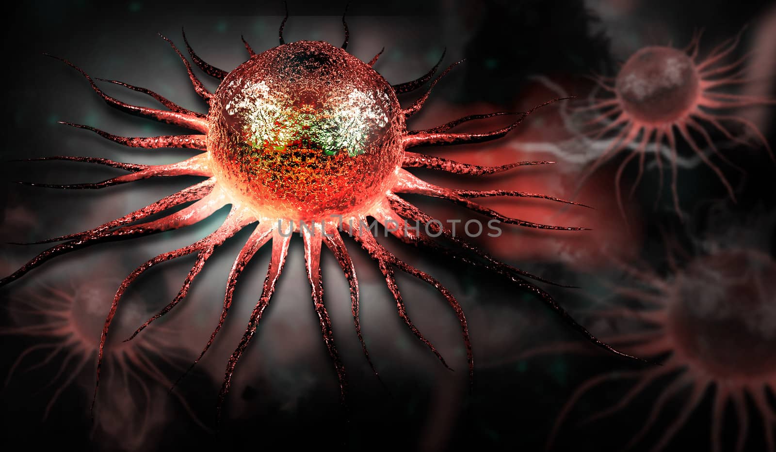 Digital illustration of stem cell in color background