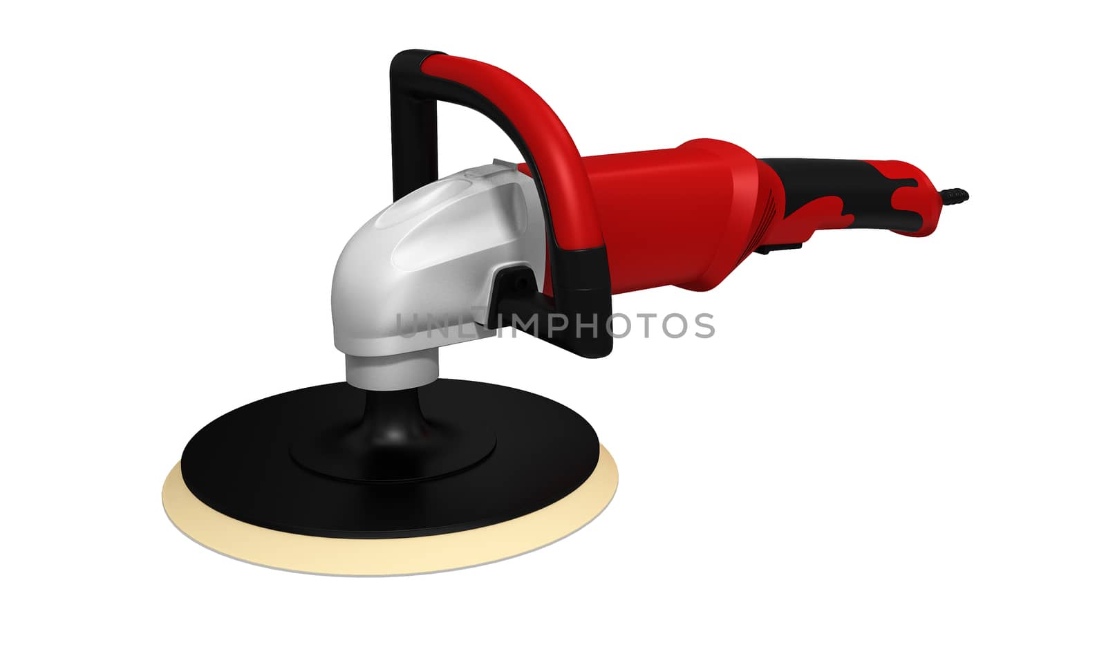The grinding car and abrasive disk on a white background