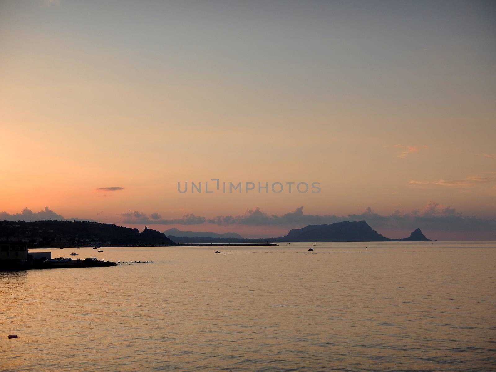 Sunset on Capo Zafferano seen from Trabia.