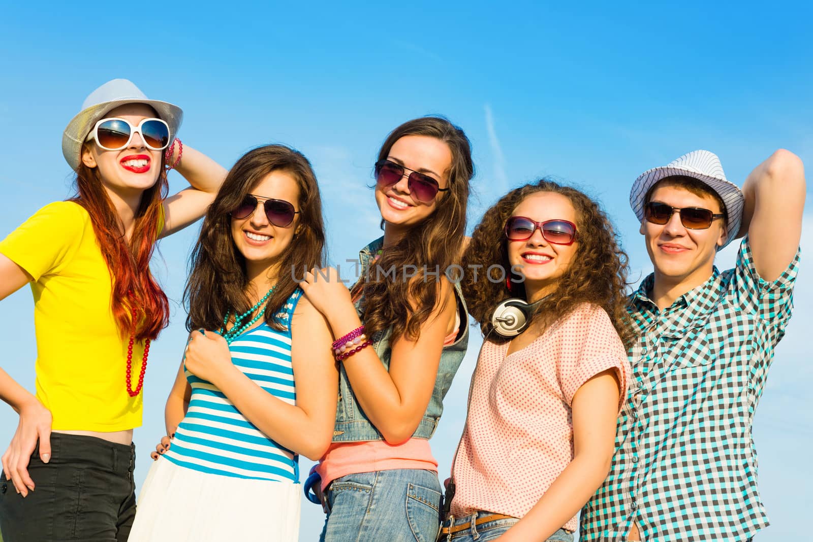 group of young people wearing sunglasses and hat by adam121