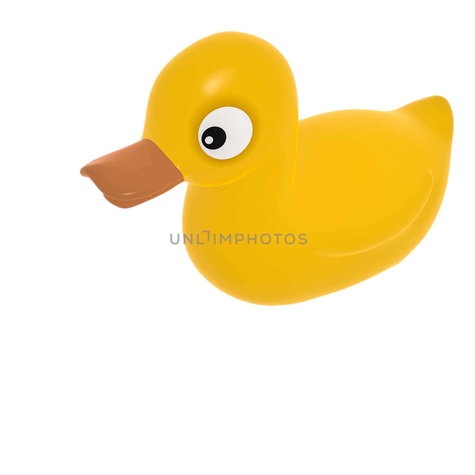 A cute computer generated image of a rubber duck isolated on a white background.