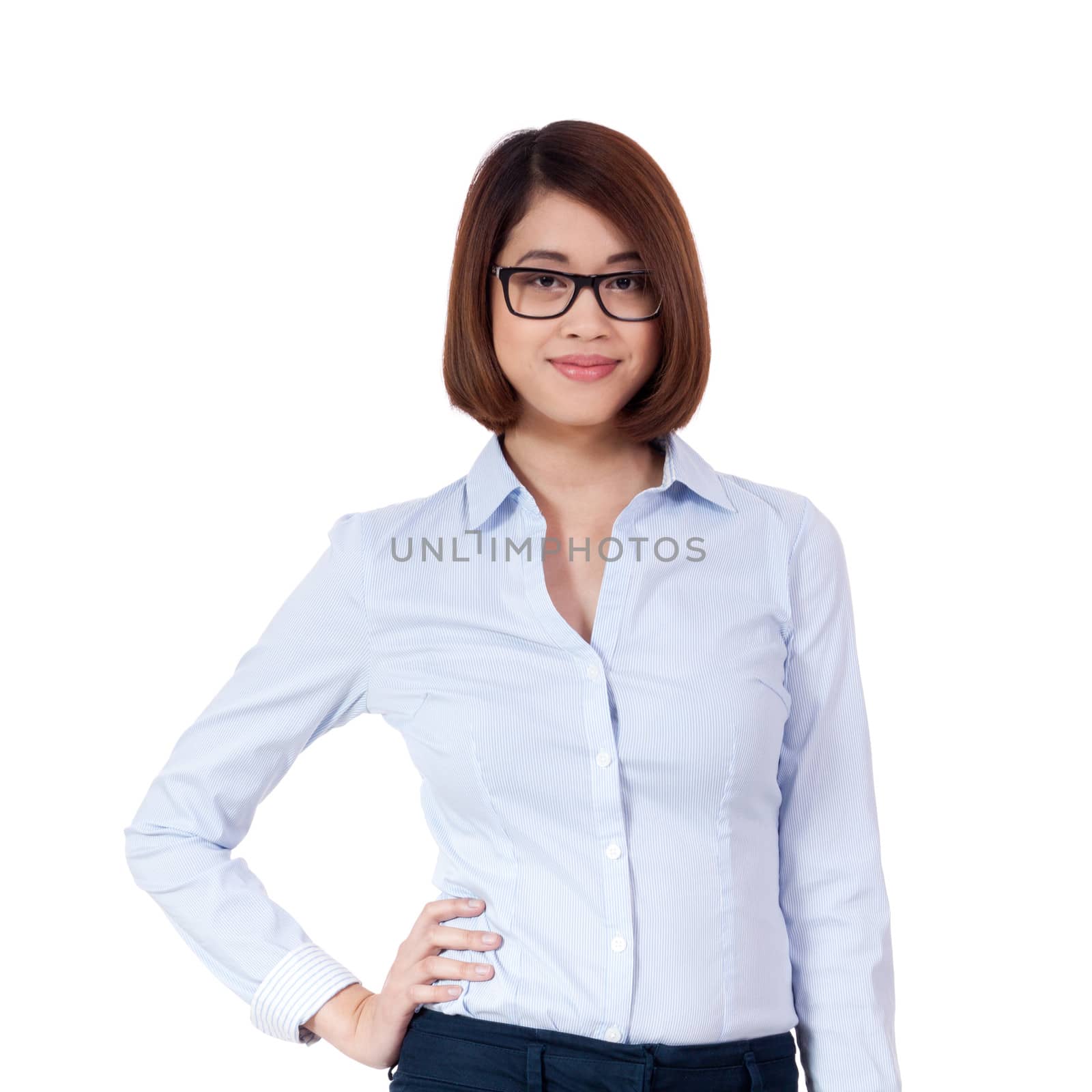 young successful attractive asian businesswoman isolated by juniart