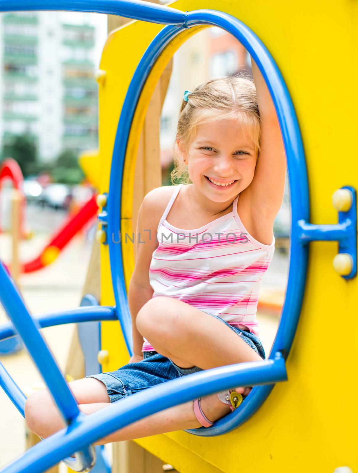 little girl on playground by GekaSkr