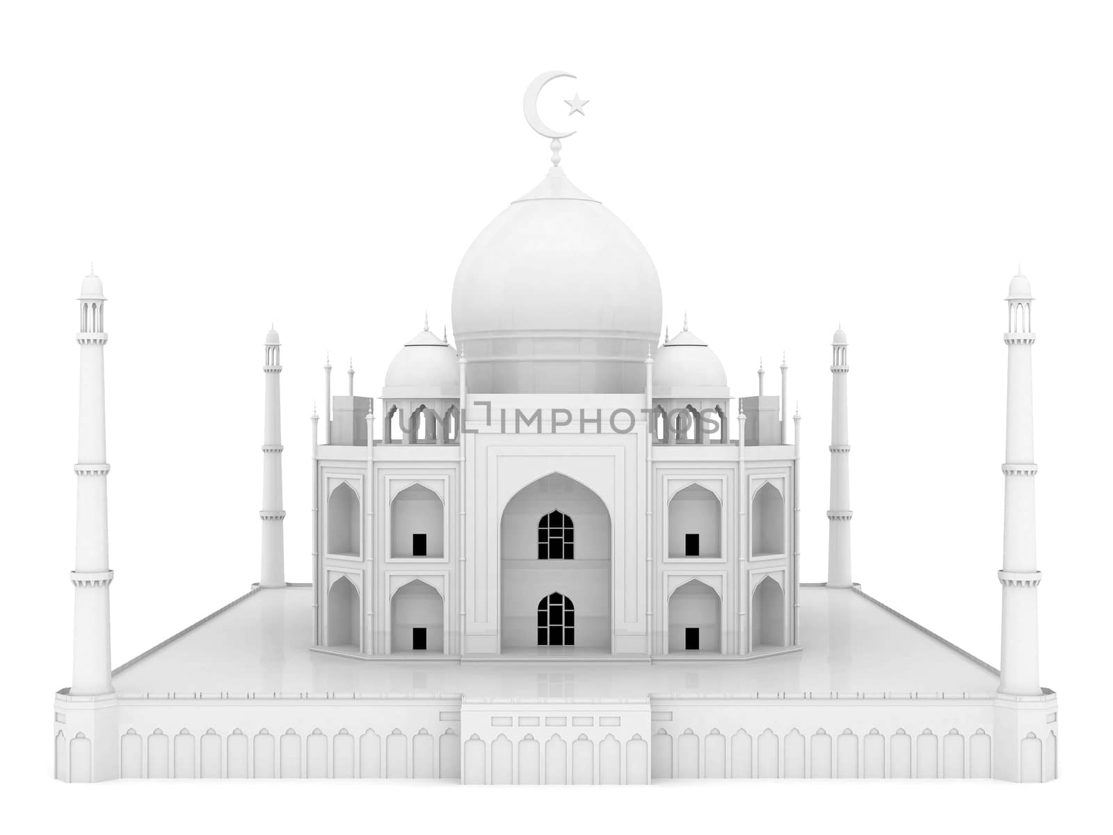 beautiful white mosque on the isolated background