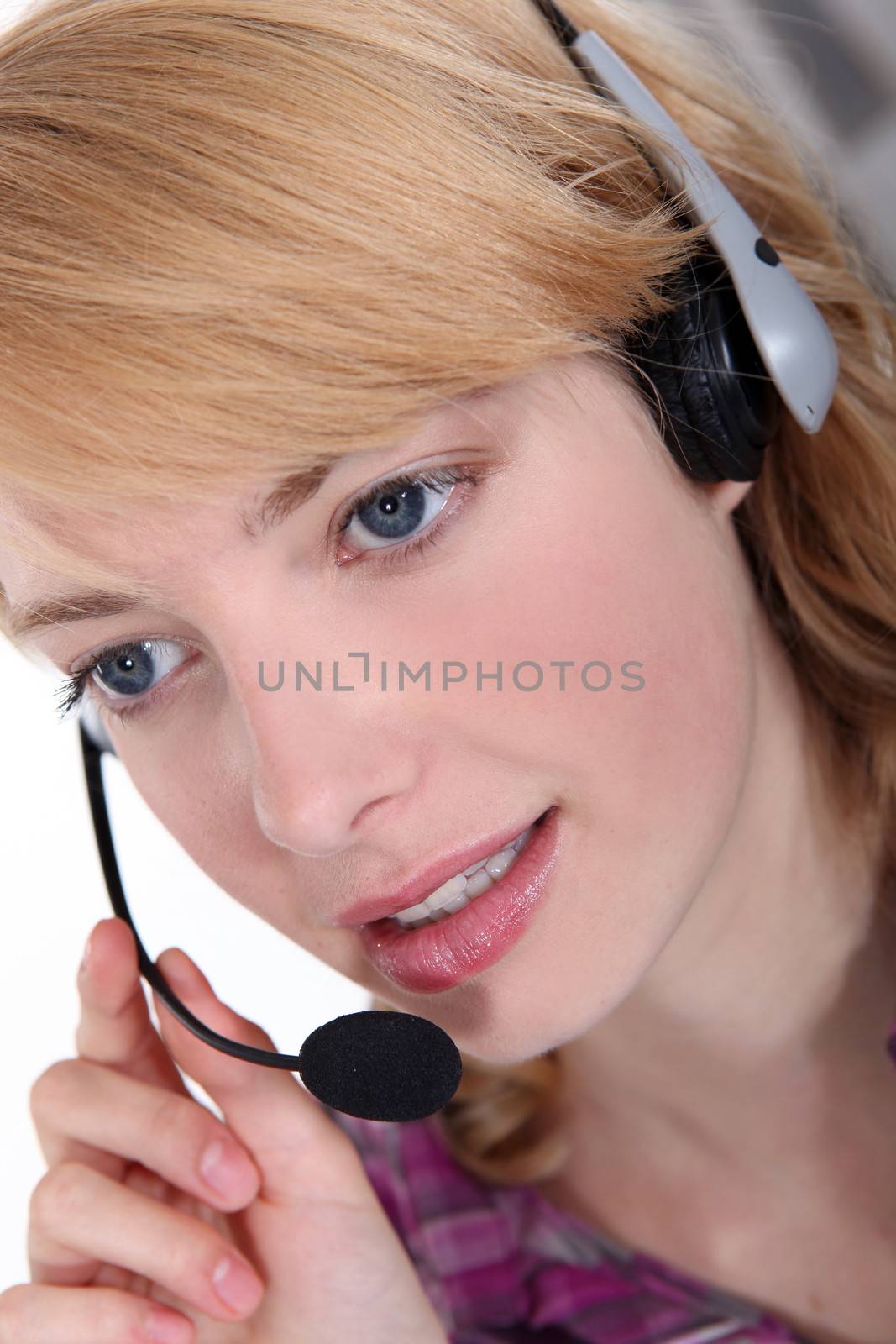 Woman in a headset by phovoir