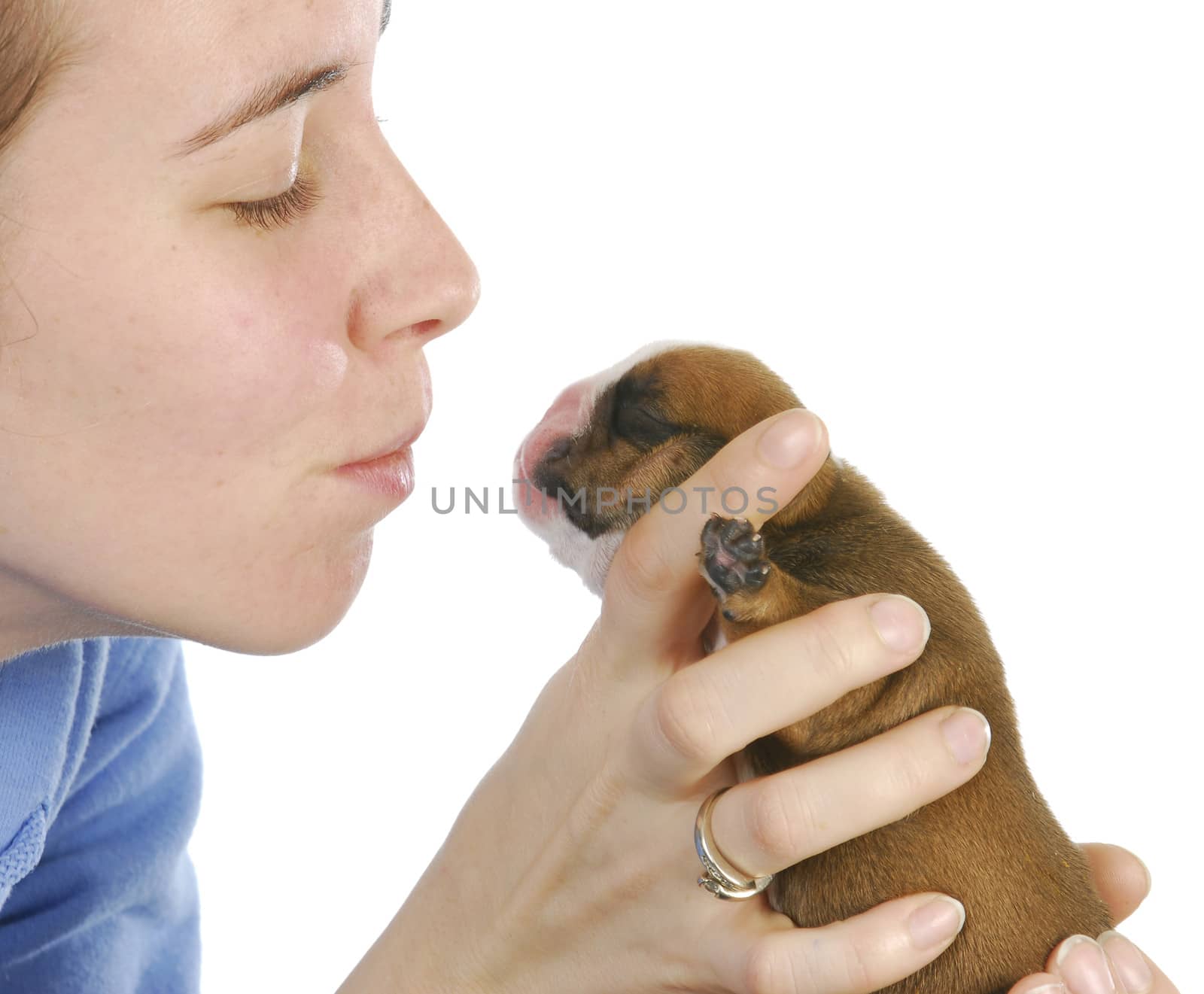 woman and newborn puppy by willeecole123