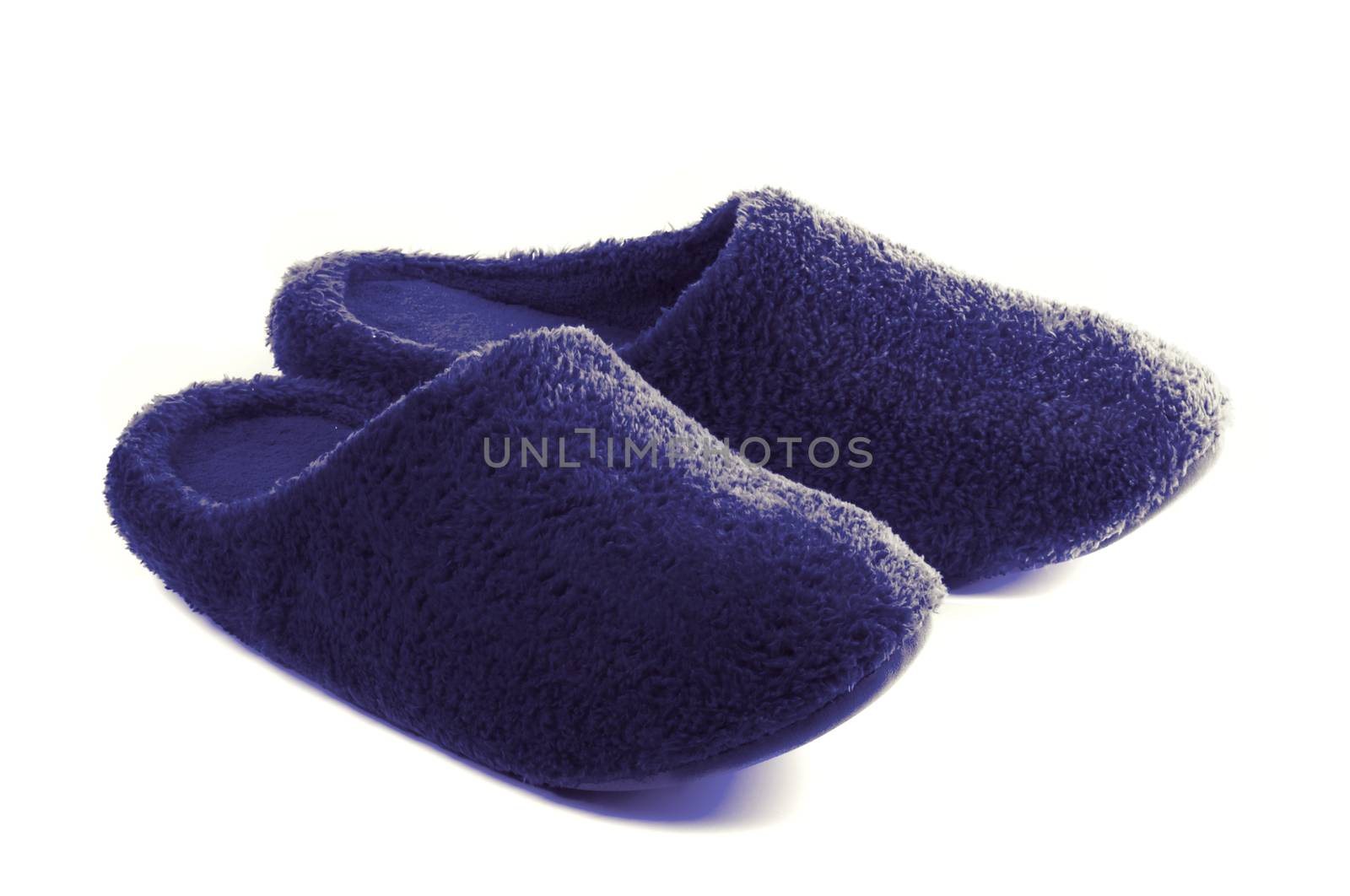 Purple Fleece Men's Room Shoes isolated on white background