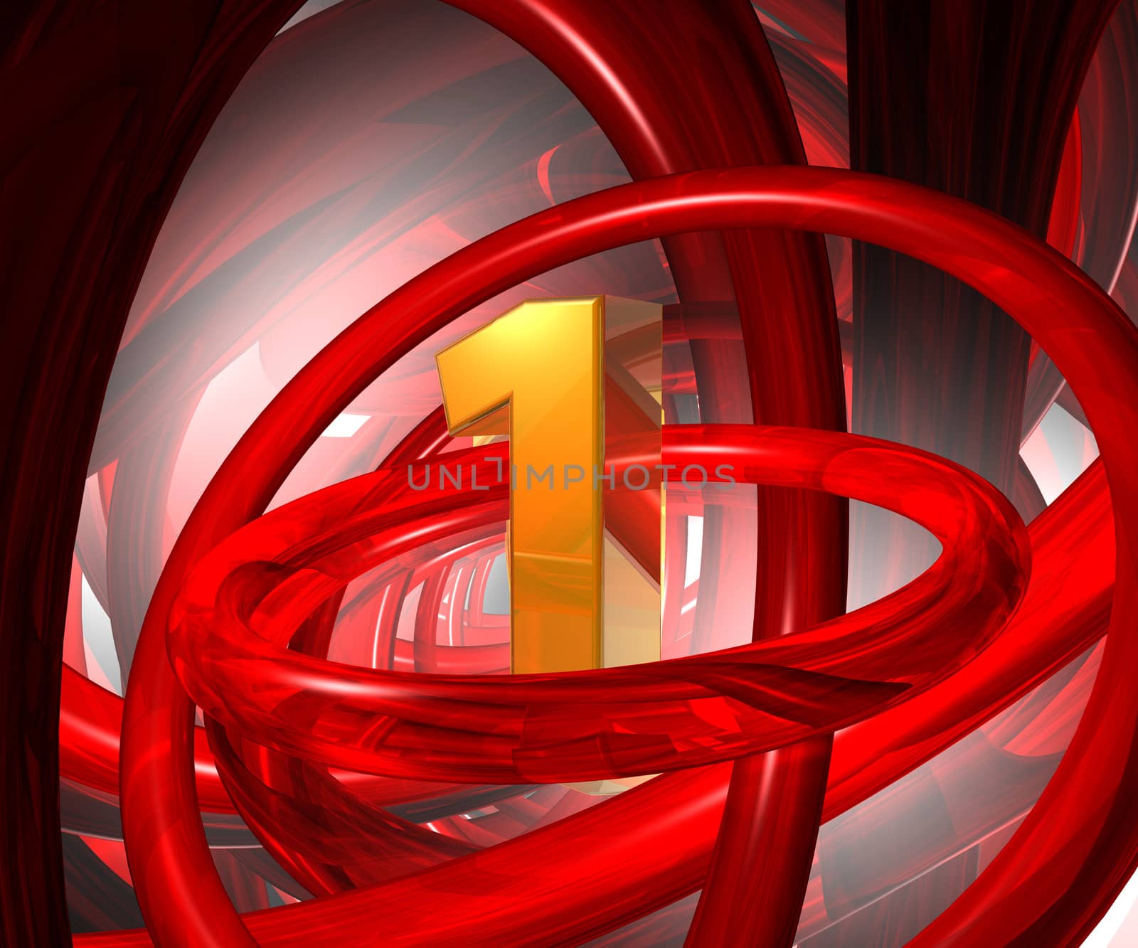 number one in abstract futuristic space - 3d illustration