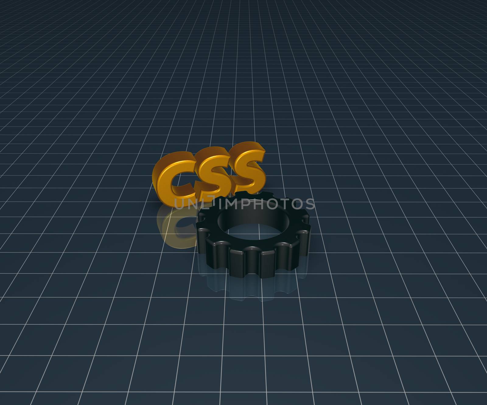 letters css and cogwheel - 3d illustration