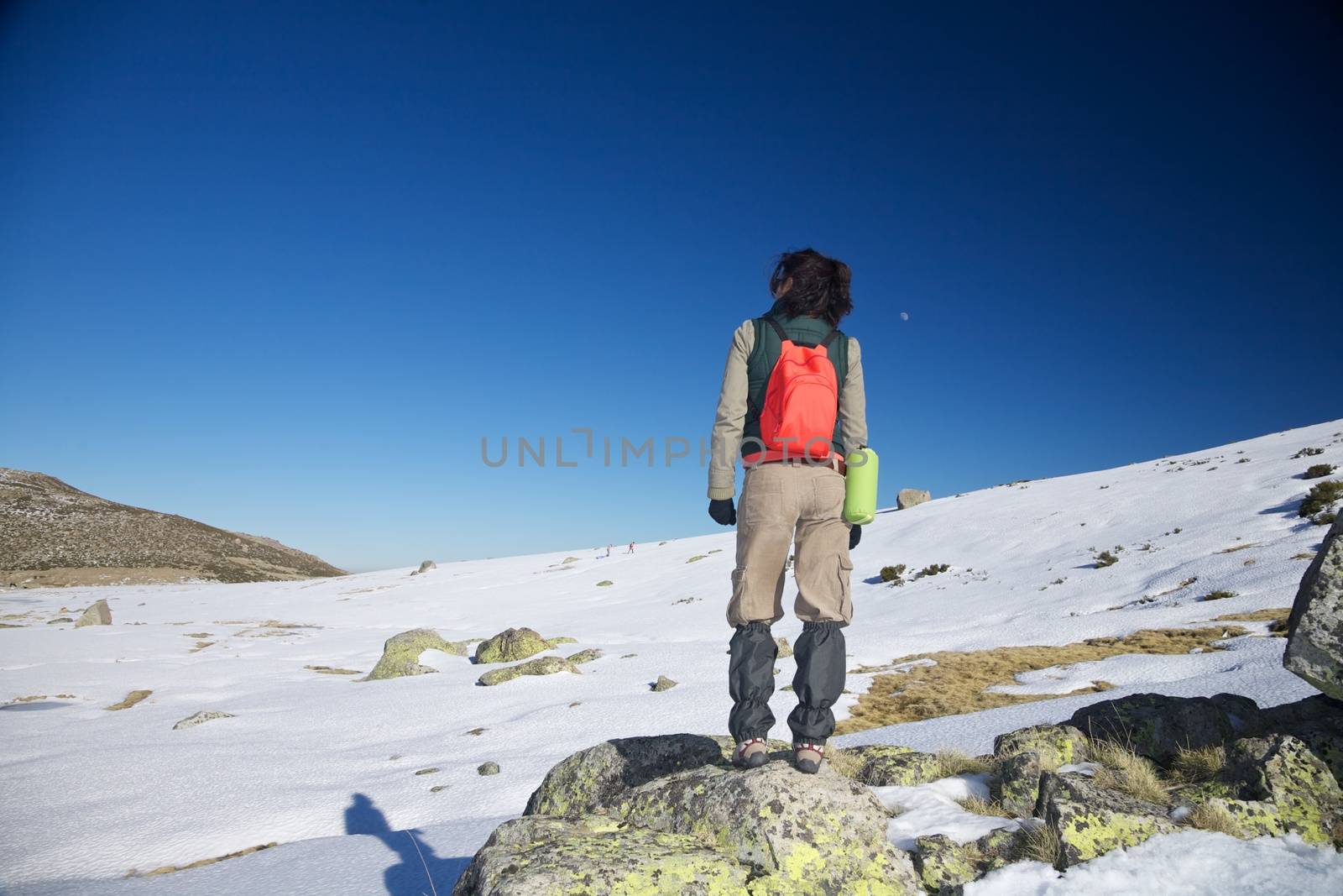 woman at Gredos mountains in Avila Castilla Spain