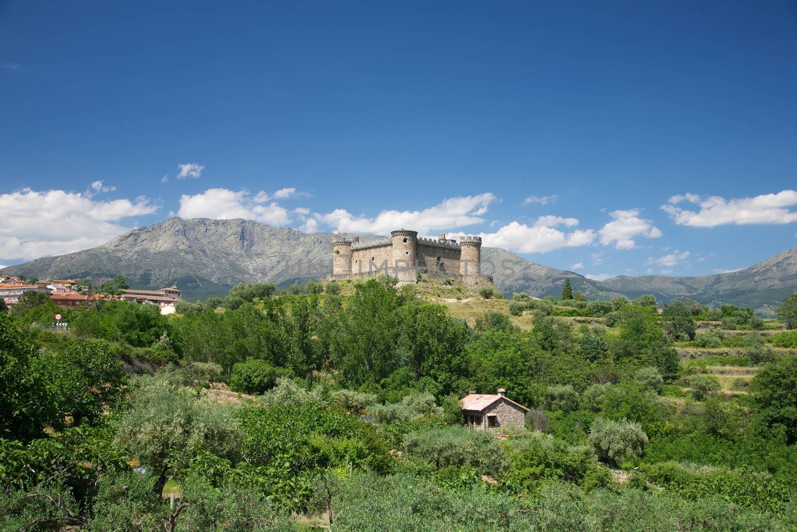 view of public Mombeltran castle at Castilla in Spain
