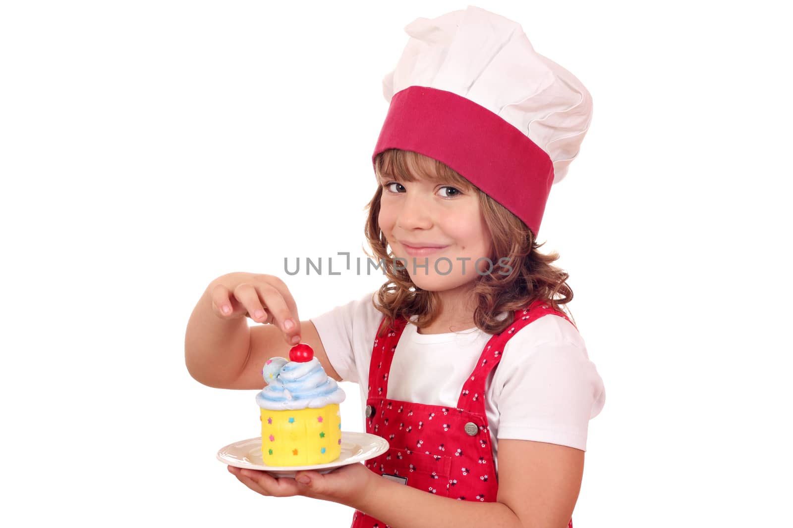 beautiful little girl with sweet cupcake