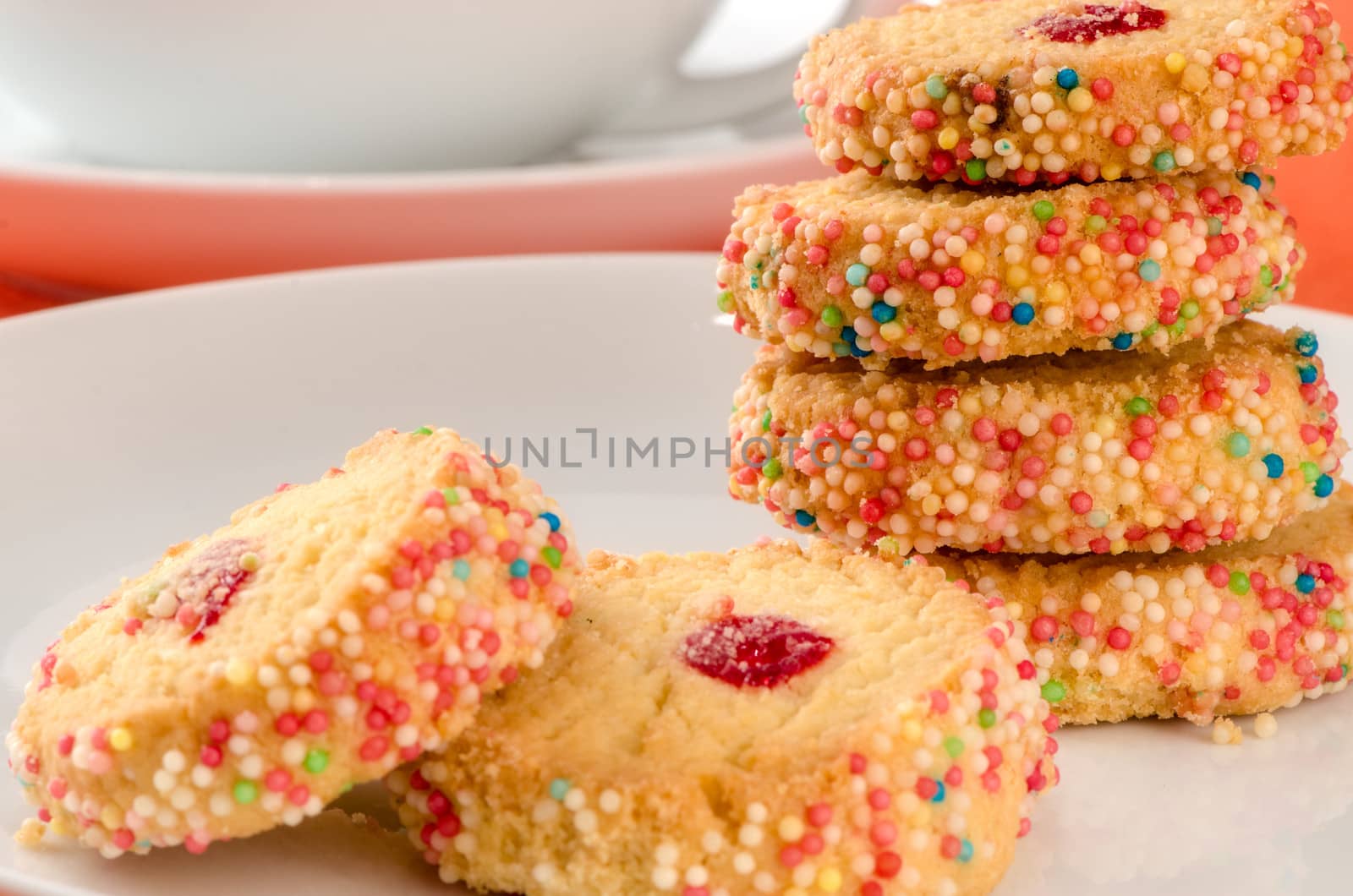 French multi-colored biscuits. Paris. France.