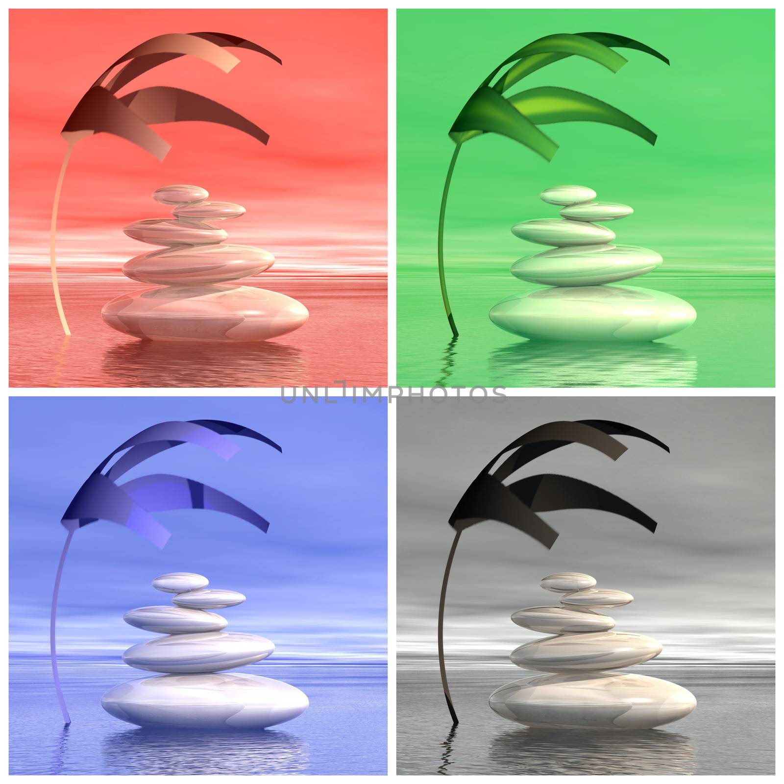 Colorful zen stones - 3D render by Elenaphotos21