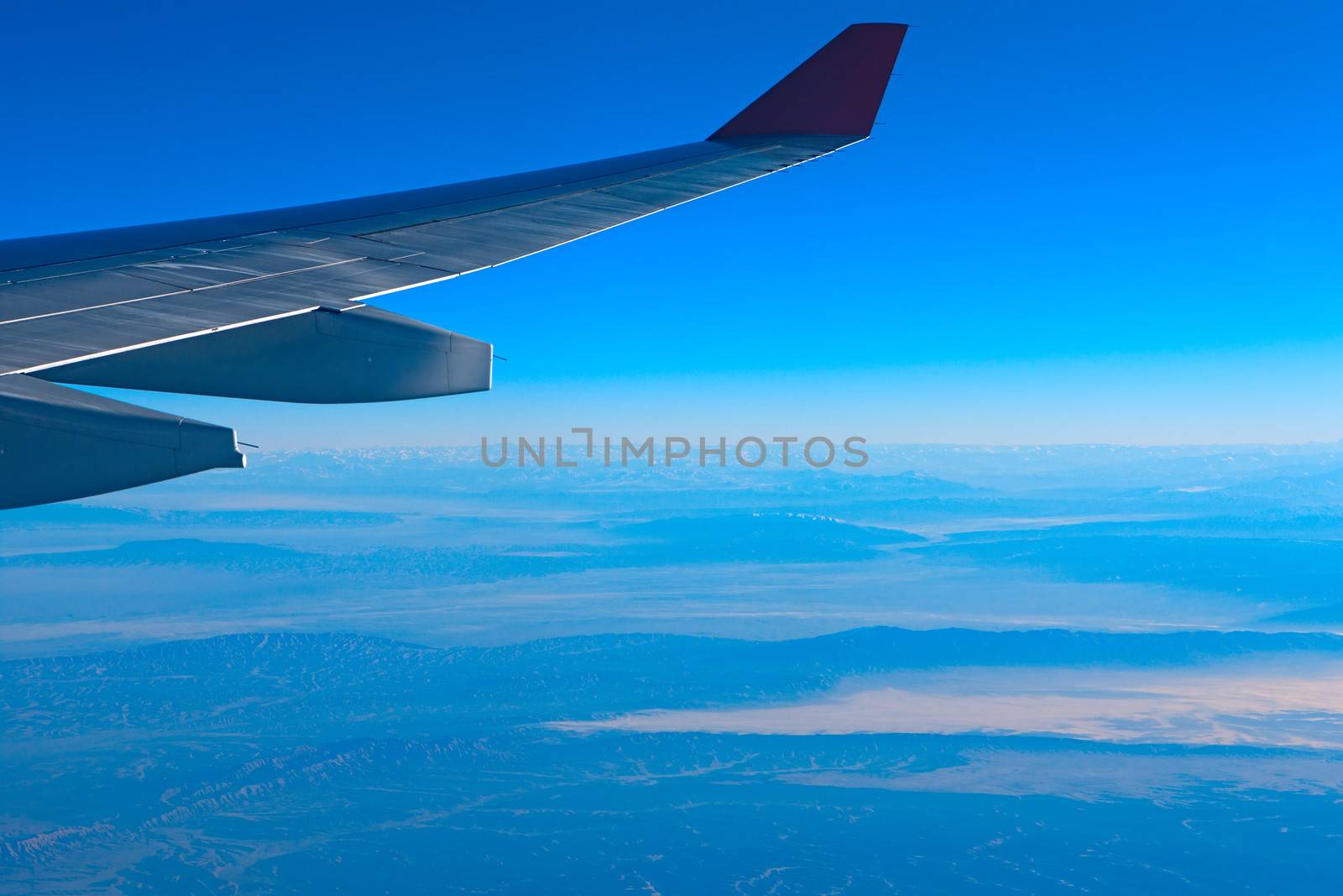 Air travel in the blue sky