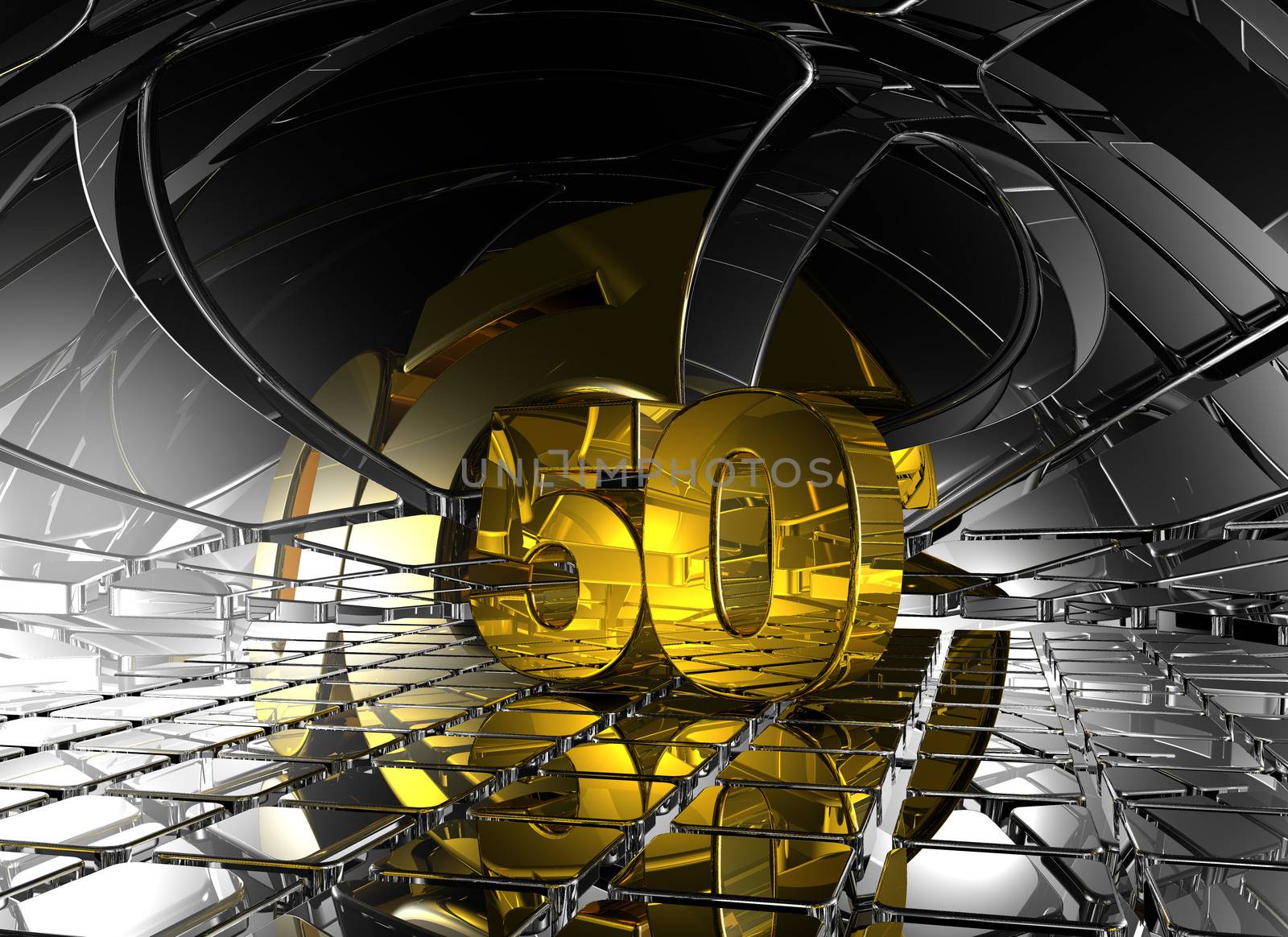 number fifty in abstract futuristic space - 3d illustration