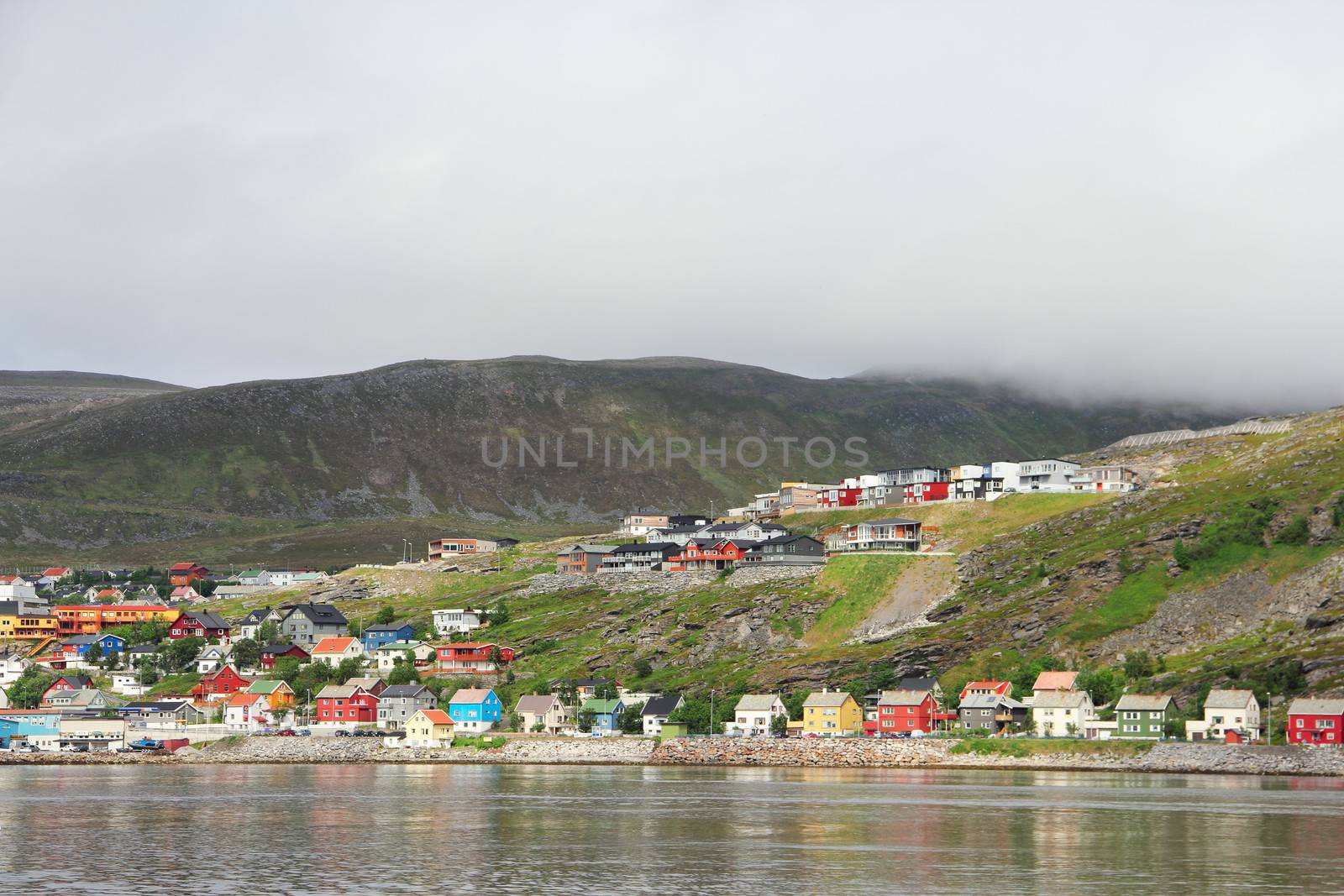 View of Hammerfest town in the north of Norway