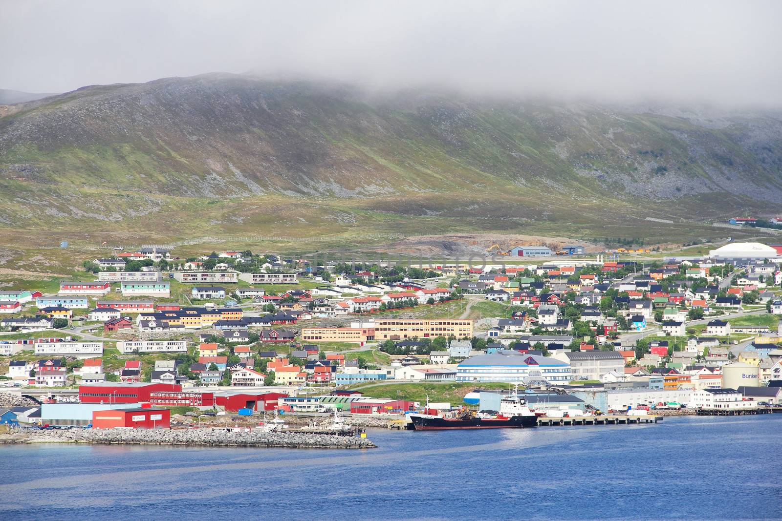 View of Hammerfest town in the north of Norway