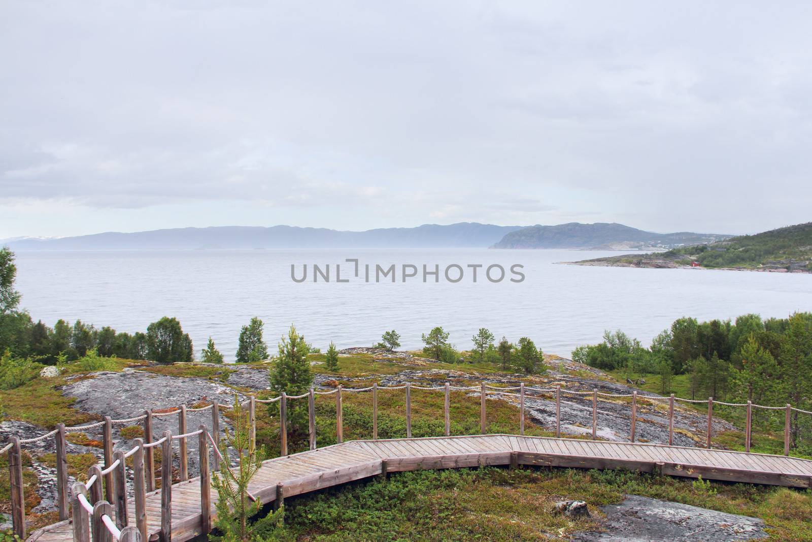 Norwegian landscaped park with walking roads, Alta