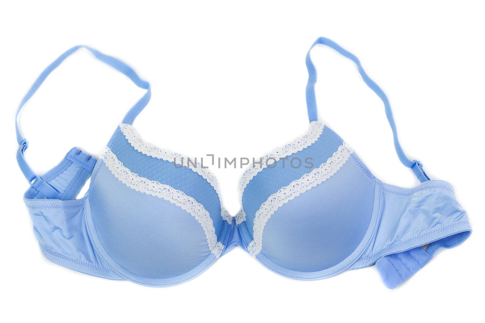 Blue bra isolated on white background