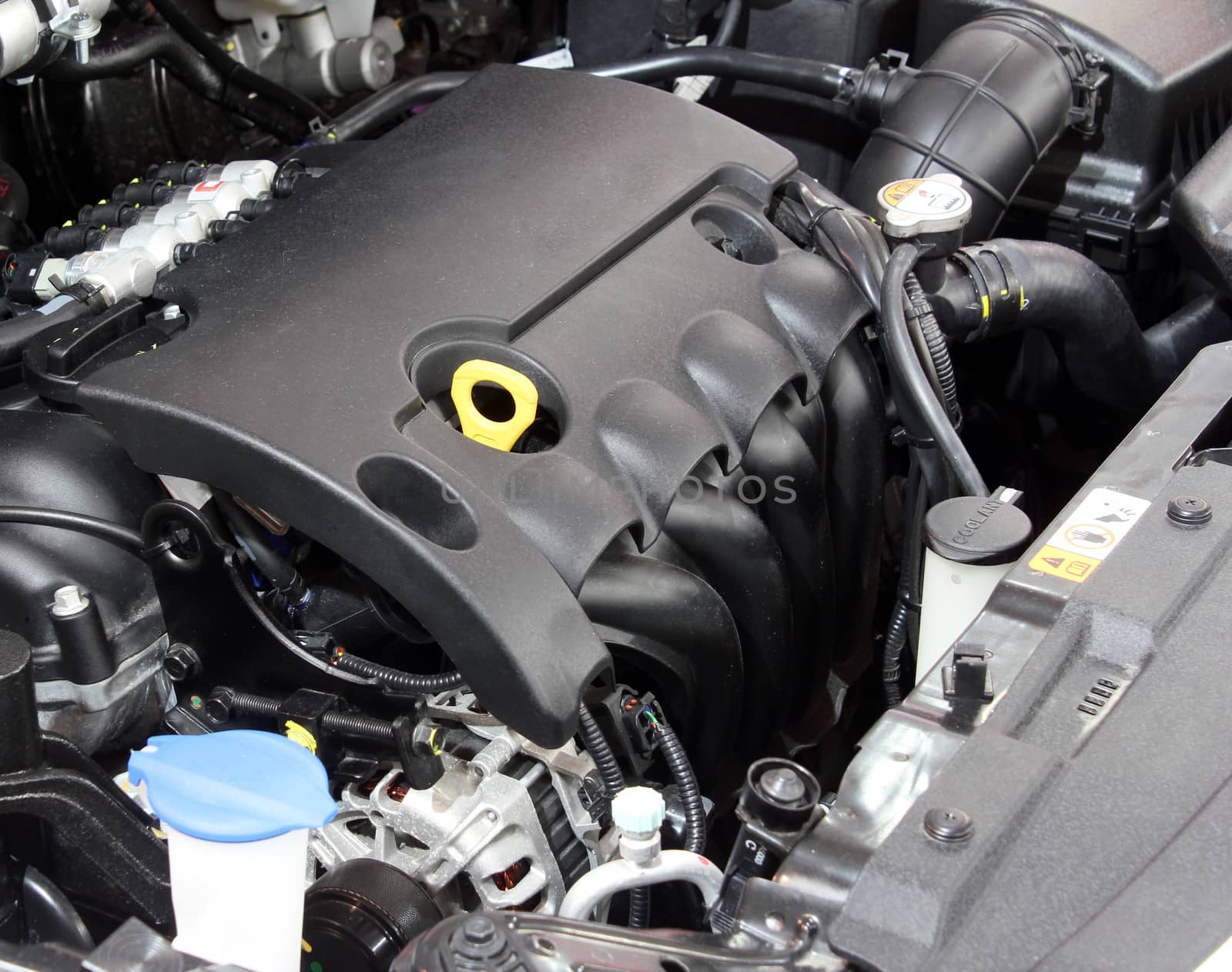 powerful car engine close up