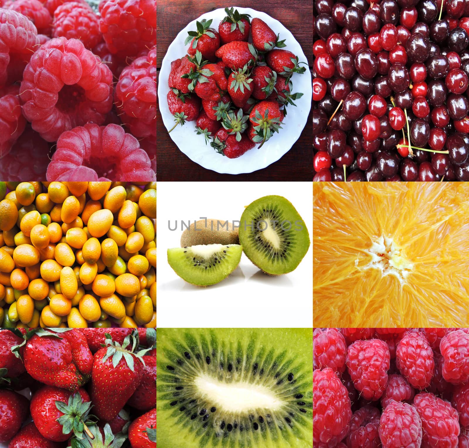 Collage of fresh fruit