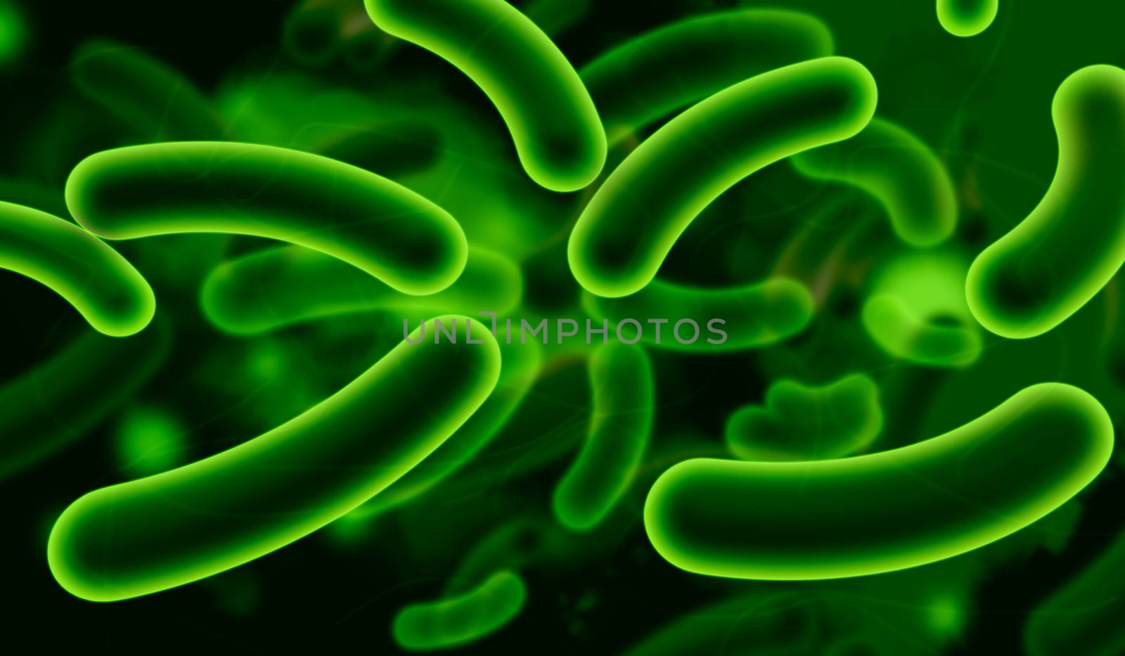 Digital illustration of Coli bacteria in colour background