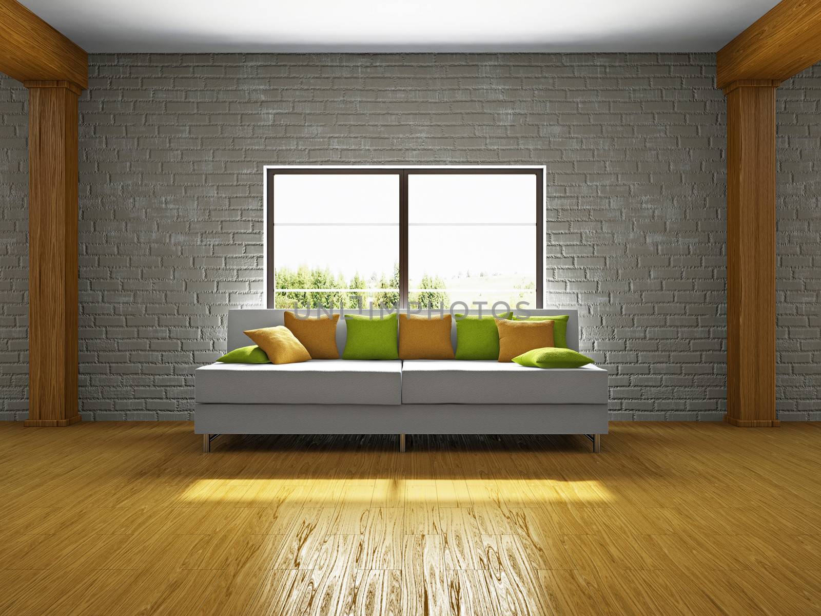 Livingroom with sofa near the window