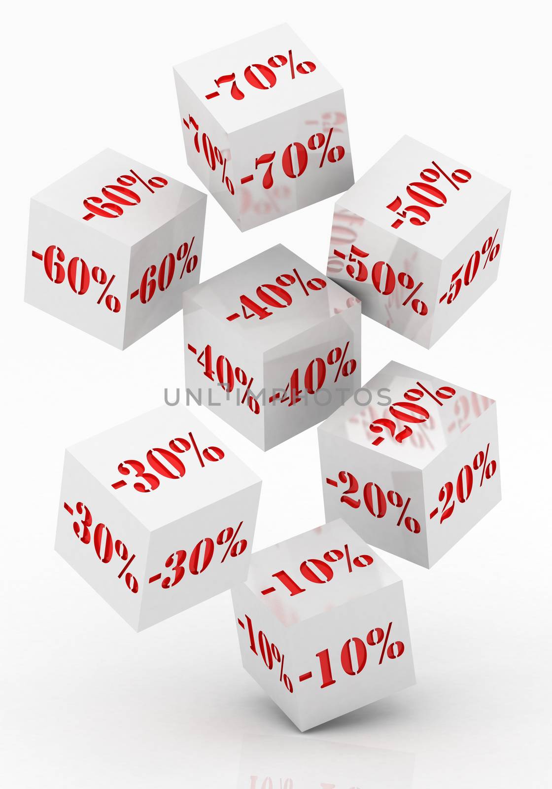 sale cubes with percent discount by Lupen