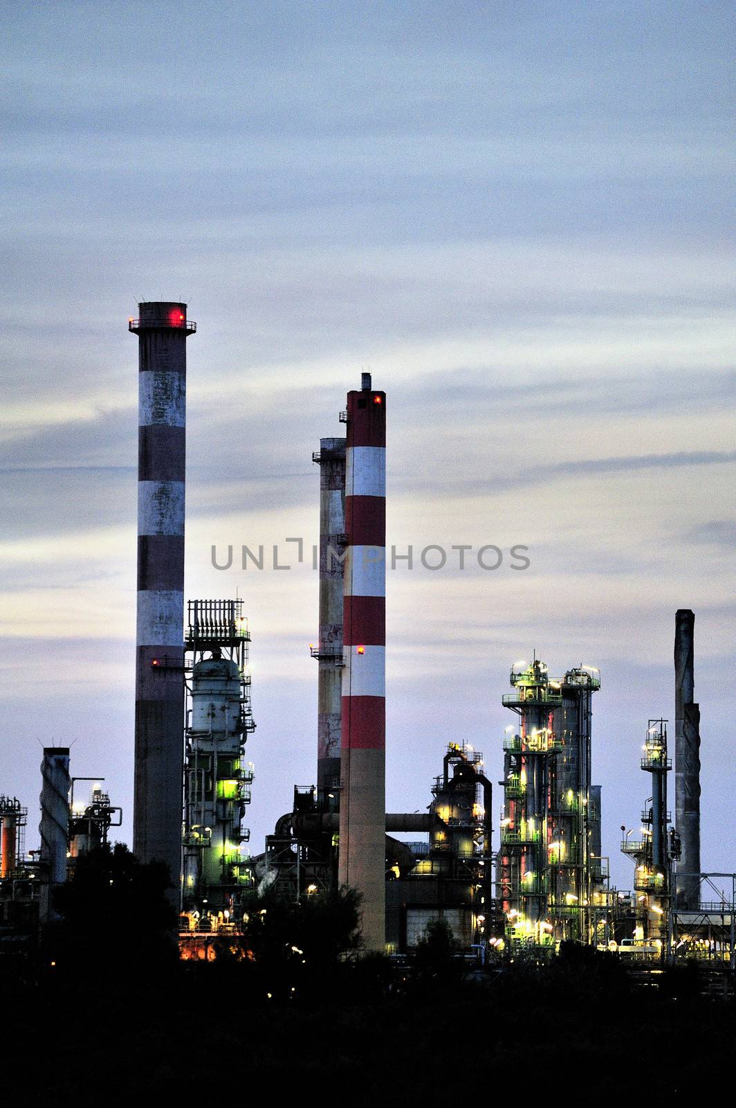 French oil refinery in Fos on sea beside Marseille.