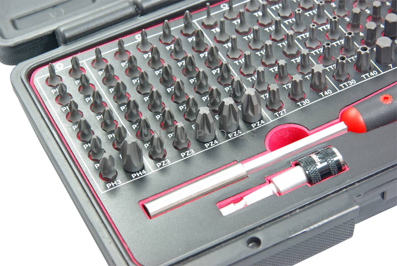 Screw driver set in a black box