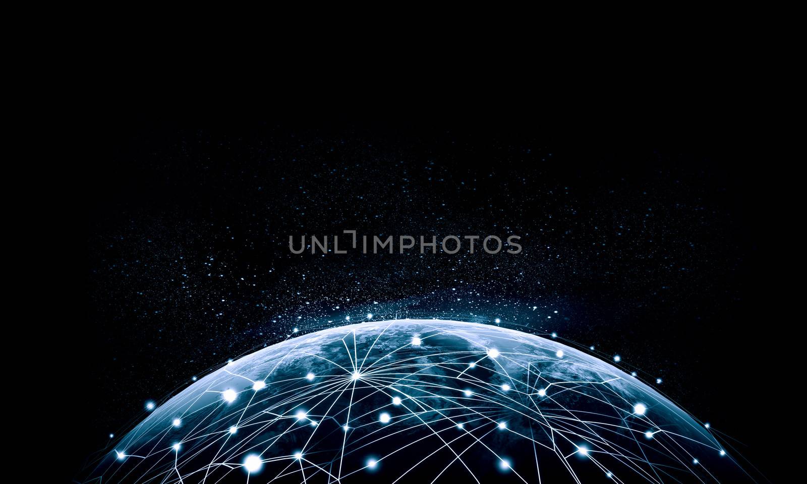 Blue vivid image of globe. Globalization concept. Elements of this image are furnished by NASA